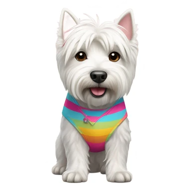Westie wearing a bathing suit  sticker