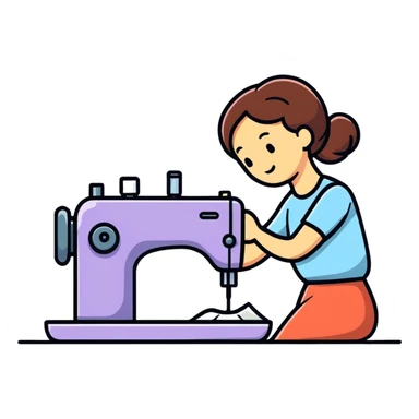 Woman sewing  sticker
