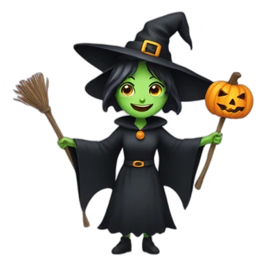 A witch that is holding a sign reading Happy Halloween  sticker