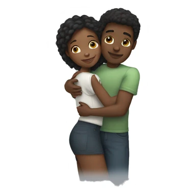 black girl and white guy hugging sticker