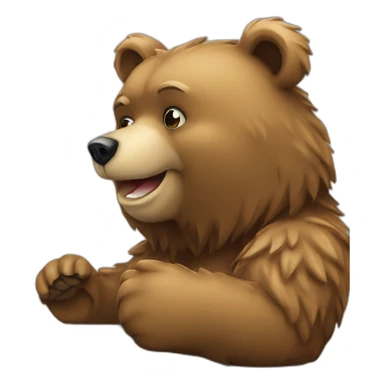 bear chain on screen of laptop sticker