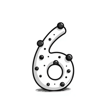 Handdrawn number six with pearl accents sticker