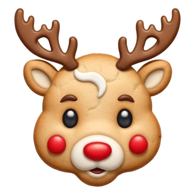 reindeer head shape cookie, no eyes, only have red nose on face sticker