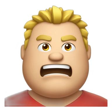 angry fat guy with a red shirt and a mohawk yelling sticker