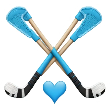 blue heart with crossed ice hockey sticks sticker