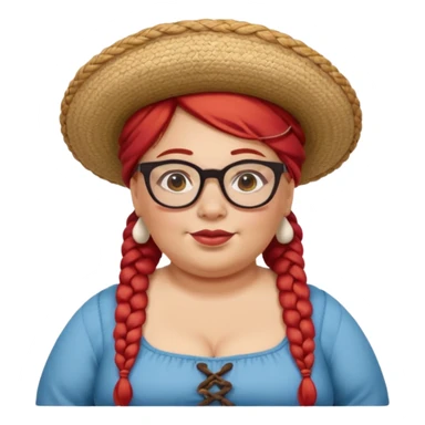 woman glassess, very fat venice gondolier with iconic hat and red hair woman braided sticker