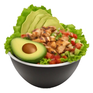 Chipotle bowl with lettuce, chicken, avocado and salsa sticker