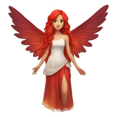 big wings, fire, Beautiful, fairy, red, long hair sticker