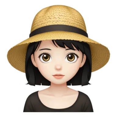 straw hat, black hair, anime style sticker