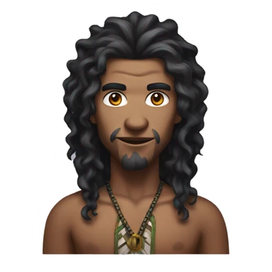 A modern witchdoctor, a male pointed ears with long black curly hair. sticker
