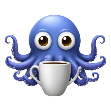Octopus drinking coffee in all eight arms sticker