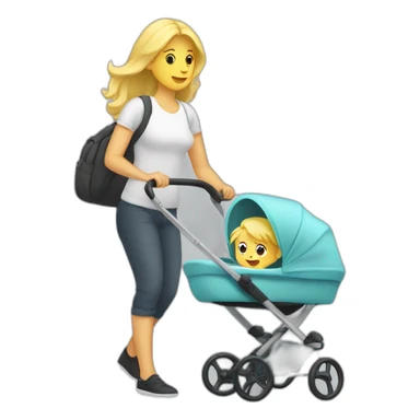 blond-woman-pushing-stroller-with-plant-baby-inside sticker