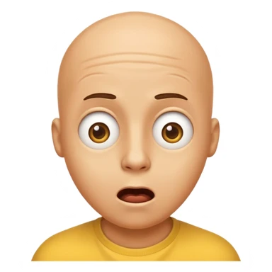 a classic yellow bald emoji, when he/she see bil, and suprised with cheapest prices sticker
