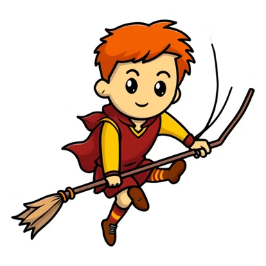 Quidditch player on broomstick sticker