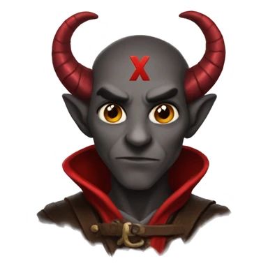 dnd Tiefling with a red 'X' over it sticker