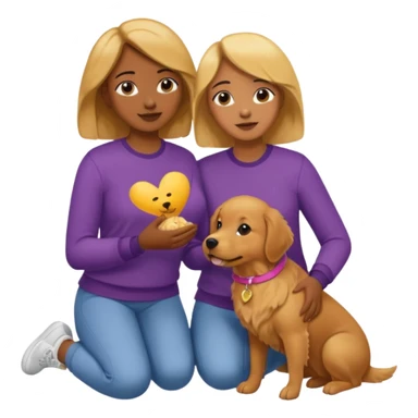 lesbian couple with brown and golden dog sticker