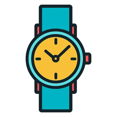 watch, color outline icon style, clean lines, minimal details sticker