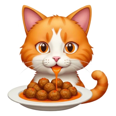 Cat eating meatballs  sticker