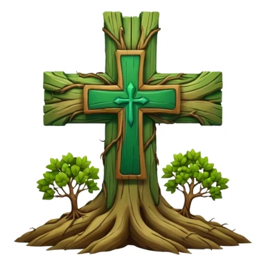 green cross with roots growing out of the bottom sticker