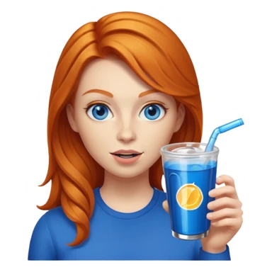 ginger woman sipping energy drink blue eyes sticker