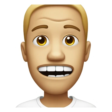 A frowny face with a chipped tooth sticker