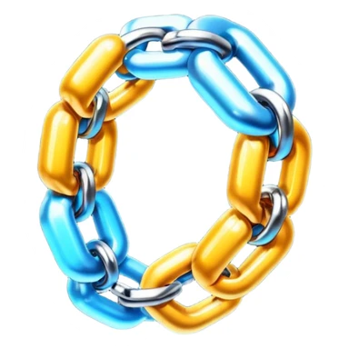 Apple iOS emoji style glowing chain link, glossy 3D, soft lighting, clean gradient background, ultra realistic sticker