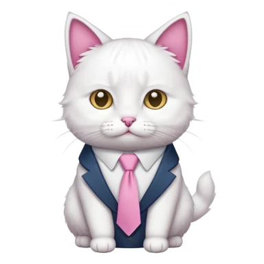 White cat with pink tie on the head sticker