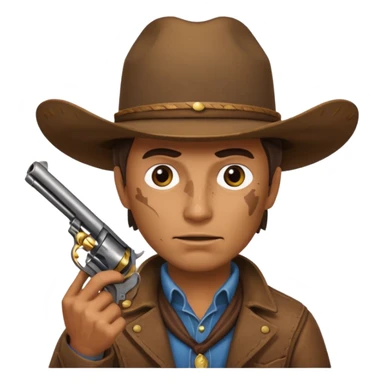 A cowboy pointing his revolver in your face  and saying, "Give me your money." sticker