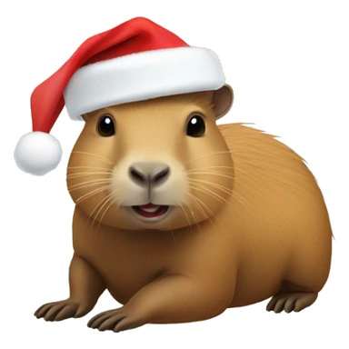 Capybara wearing a Santa hat sticker