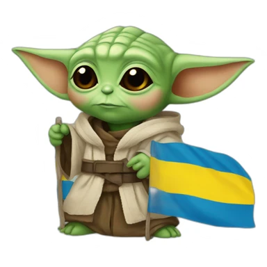 baby yoda  Ukraine flag sticker