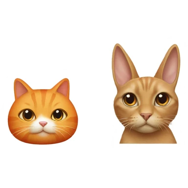 orange cat beside fully brown beige bunny  sticker
