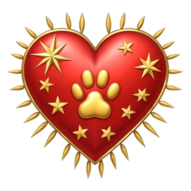 heart with a paw print and a starburst sticker