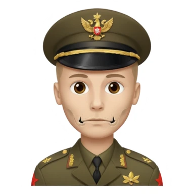 generate a realistic Russian soldier, but with a bare skull instead of a head sticker