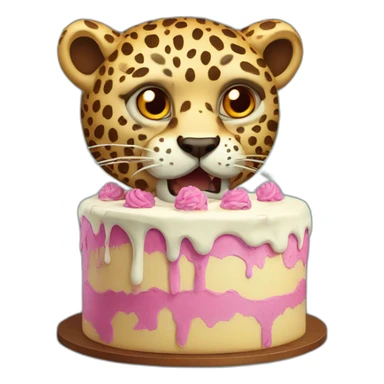 Zombie leopard with a thinking cloud picturing an enormous cake sticker