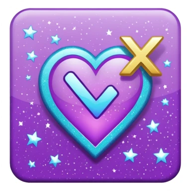 glitter purple and cian checkmark sticker