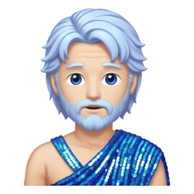 Uranus Sky God with long white hair, periwinkle sequin toga sticker