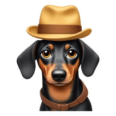 Weiner dog wearing a hat sticker