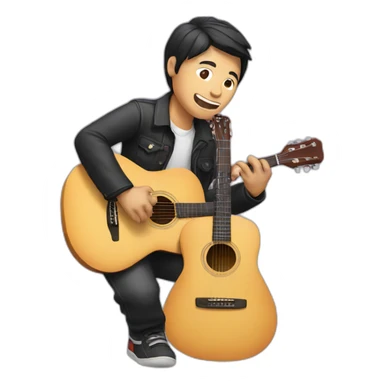 Asian man playing a guitar sticker