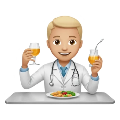 ligth doctor eating in a table full body sticker