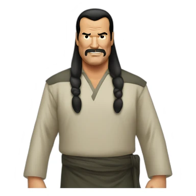 steven seagal cartoon wearing long shirt sticker