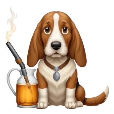 hillbilly basset hound with moonshine and a gun sticker