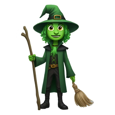 Green male witch  sticker