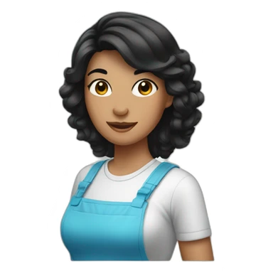 Lady black hair cleaning sticker