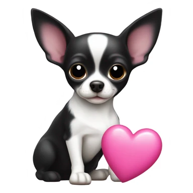 Black and white chihuahua with pink heart sticker