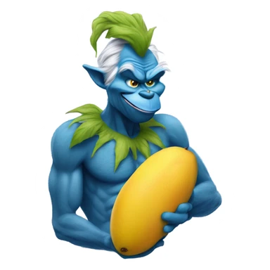 Blue grinch eating mangoes  sticker