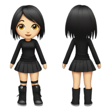 full body curvy emo girl sits black skirt sticker
