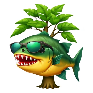 giant piranha eating tree with sunglasses sticker