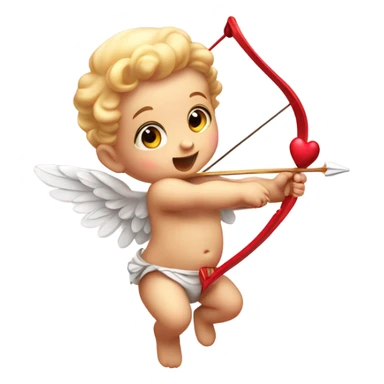 baby cupid with a bow throwing a heart sticker