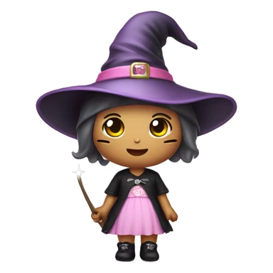 Hello kitty with witch light pink hat sticker