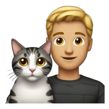 man with black tabby cat sticker
